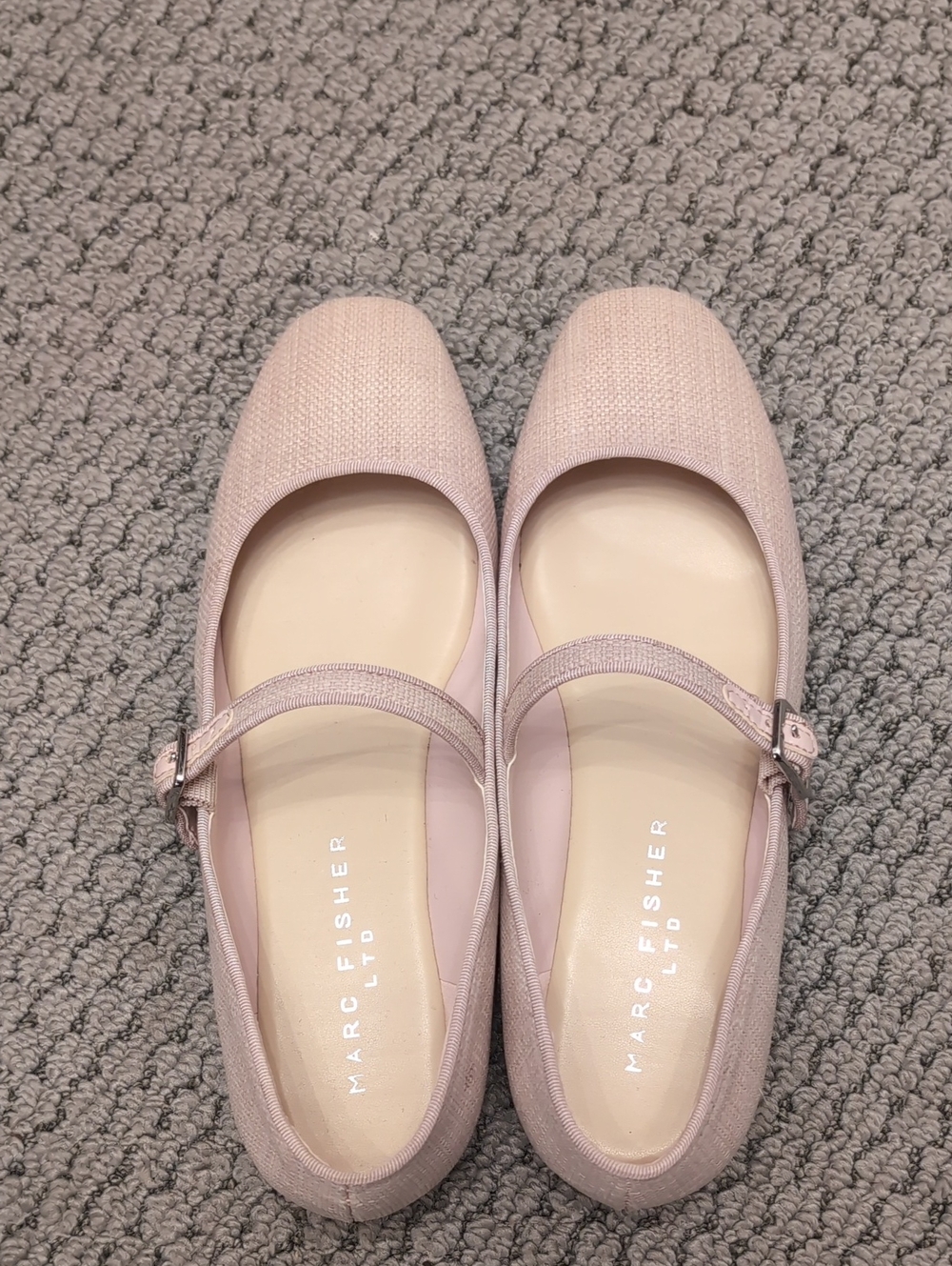 Marc Fisher Pink Mary Jane Flats with Textured Upper